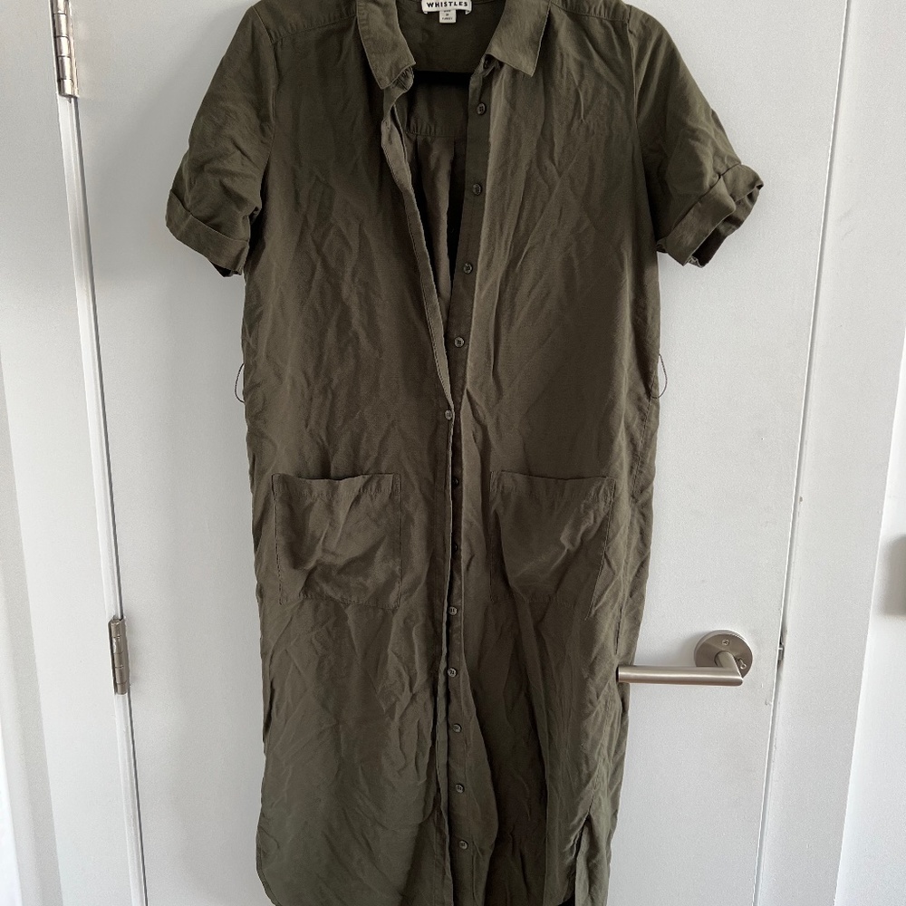 Whistles Green Linen Dress
